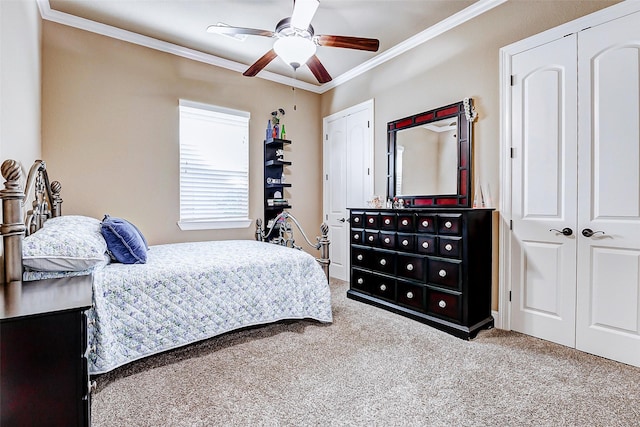 32811 Warbler Ct, Fulshear, TX 77441 - carpeted bedroom featuring ornamental molding and ceiling fan