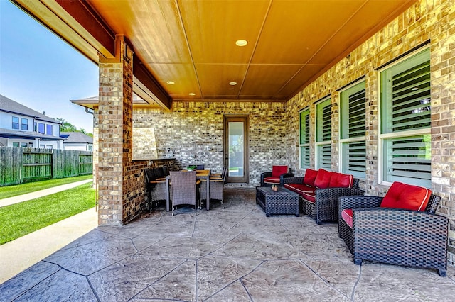32811 Warbler Ct, Fulshear, TX 77441 - view of patio with outdoor lounge area and outdoor dining area