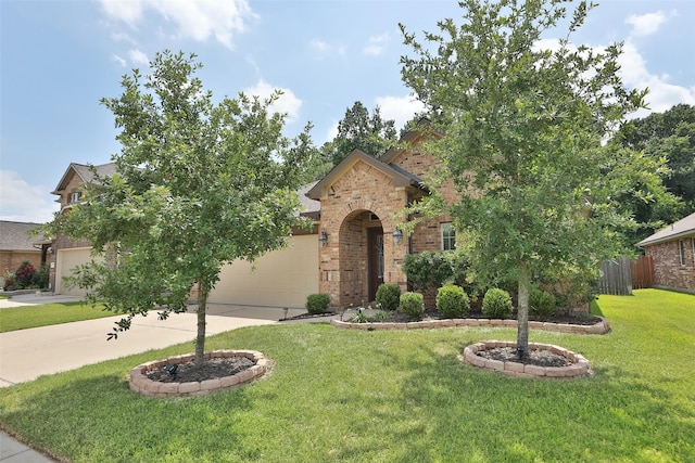 view of front of property with brick siding, concrete driveway, and a garage