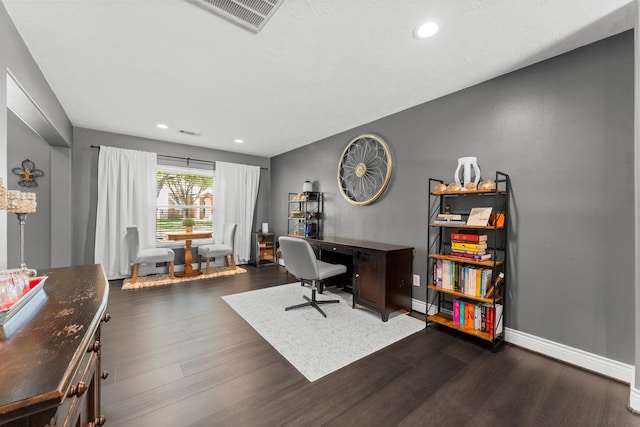 32123 Willow Creek Park, Conroe, TX 77385 - office with dark wood-type flooring, recessed lighting, and baseboards