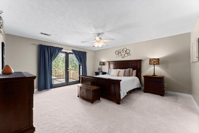 32123 Willow Creek Park, Conroe, TX 77385 - bedroom featuring access to outside, light carpet, baseboards, and a ceiling fan