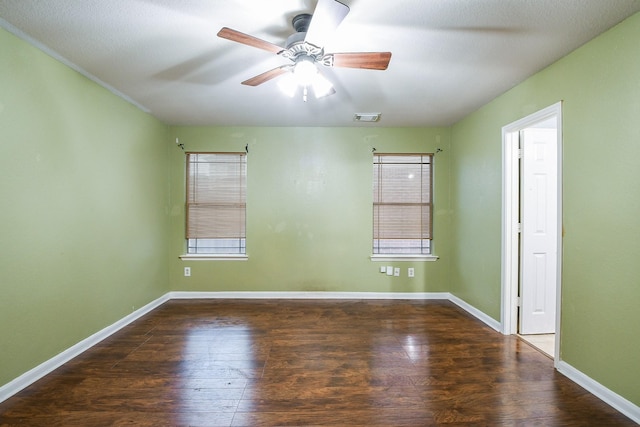 15522 Noble Brook Ct, Houston, TX 77049 - empty room featuring ceiling fan, wood finished floors, and baseboards
