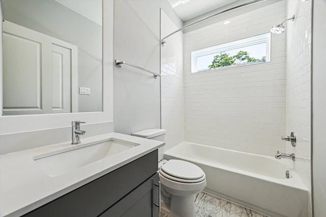 622 Janisch Rd Unit A, Houston, TX 77018 - bathroom featuring toilet,  shower combination, vanity, and marble finish floors