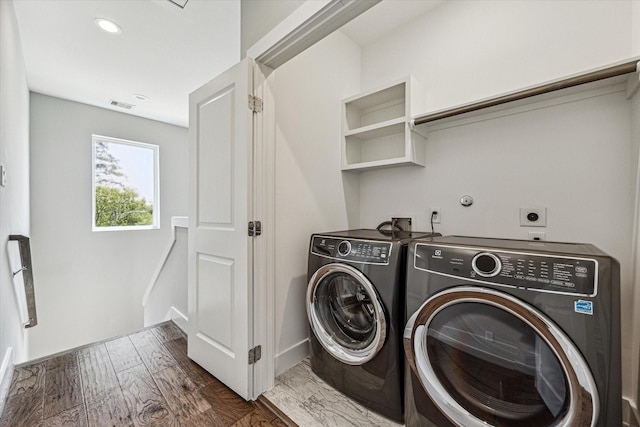 622 Janisch Rd Unit A, Houston, TX 77018 - laundry area with separate washer and dryer and wood finished floors