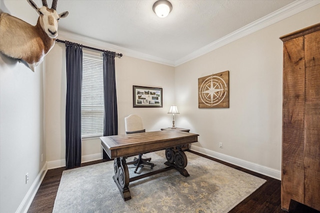 5119 Kendalia Cloud Ln, Fulshear, TX 77441 - office space featuring healthy amount of natural light, crown molding, wood finished floors, and baseboards
