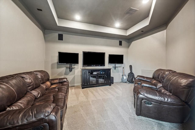 5119 Kendalia Cloud Ln, Fulshear, TX 77441 - living room featuring light colored carpet, baseboards, a tray ceiling, and recessed lighting