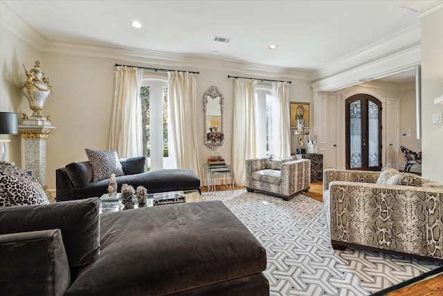 5602 Indian Cir, Houston, TX 77056 - living area with french doors and crown molding