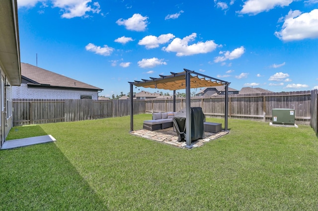 2233 Forest Chestnut Dr, Spring, TX 77386 - view of yard with a pergola, an outdoor living space, and a patio