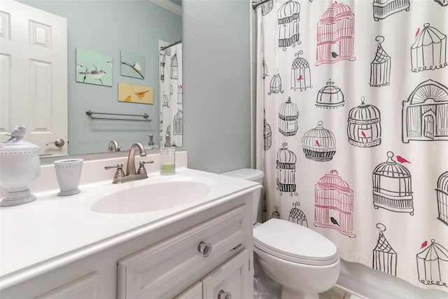 208 Canyon Oak Dr, Lake Jackson, TX 77566 - full bathroom with toilet, vanity, and curtained shower