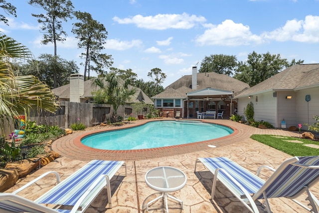 7719 Allegro Dr, Houston, TX 77040 - view of pool with a patio area and fence