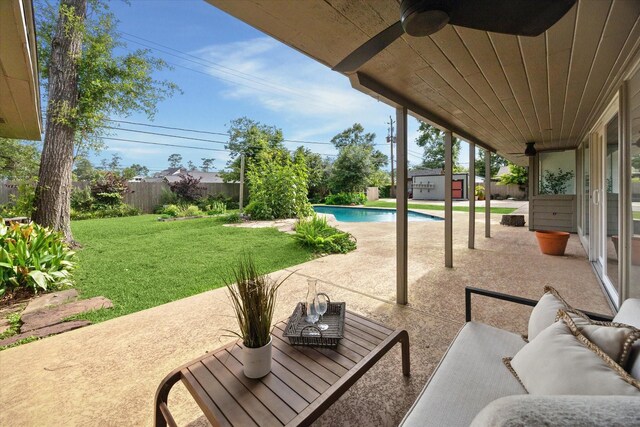 1415 Lehman St, Houston, TX 77018 - view of patio / terrace with ceiling fan and an outdoor hangout area