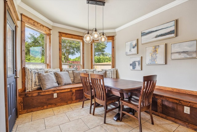 802 Fairway Dr, La Porte, TX 77571 - dining space featuring ornamental molding and light tile patterned flooring