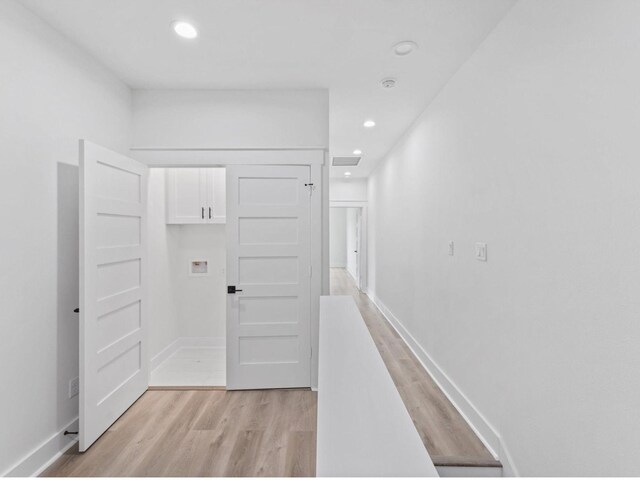 5518 Cortlandt St Unit A, Houston, TX 77076 - corridor with light wood finished floors, recessed lighting, and baseboards