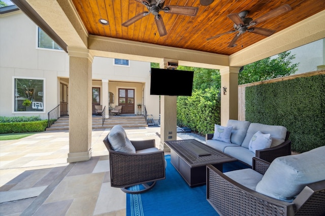 4504 Birch St, Bellaire, TX 77401 - view of patio featuring ceiling fan and an outdoor hangout area