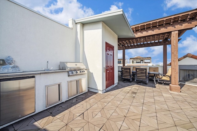 5211 Calle Cordoba Pl, Houston, TX 77007 - view of patio featuring an outdoor kitchen, a grill, and a bar