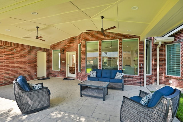 13911 Falcon Heights Dr, Cypress, TX 77429 - view of patio with an outdoor living space and ceiling fan