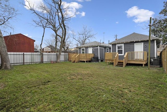3409 Providence St, Houston, TX 77020 - view of yard featuring a deck and central air condition unit