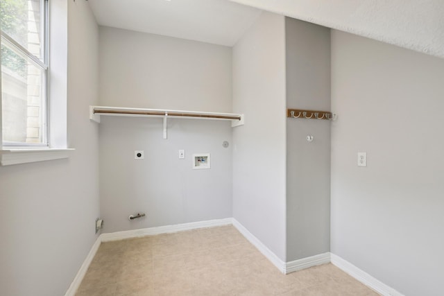 2203 Centerbrook Ln, Katy, TX 77450 - washroom featuring gas dryer hookup, electric dryer hookup, washer hookup, and baseboards