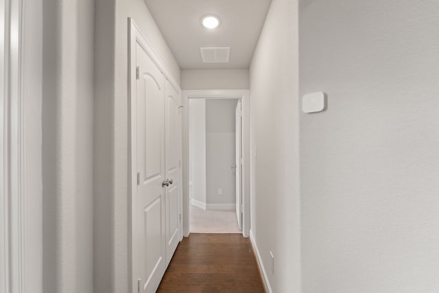 11909 Eastgrove Park Way, Houston, TX 77051 - hallway with baseboards, dark wood-style floors, and recessed lighting