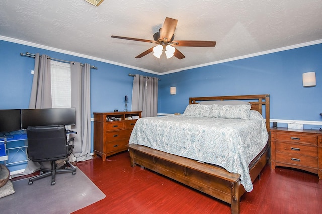 19711 Arbor Creek Dr, Katy, TX 77449 - bedroom featuring wood finished floors, a desk, ornamental molding, and ceiling fan
