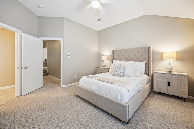 1244 W 18th St, Houston, TX 77008 - bedroom with vaulted ceiling, carpet floors, baseboards, and ceiling fan