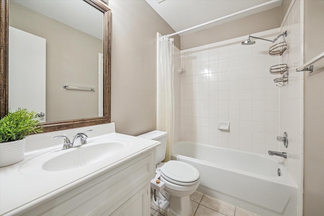 1244 W 18th St, Houston, TX 77008 - full bathroom featuring tile patterned flooring, shower / bathtub combination with curtain, toilet, and vanity