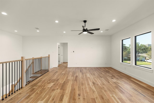 1038 W 31st St, Houston, TX 77018 - unfurnished room featuring recessed lighting, light wood-style flooring, ceiling fan, and baseboards