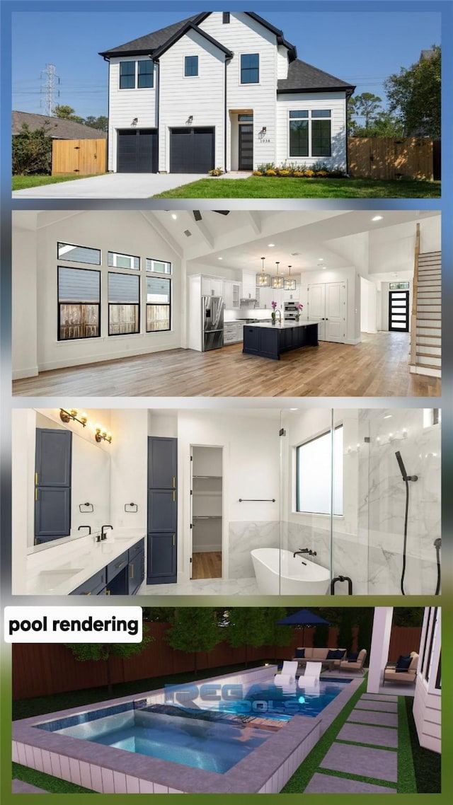 1038 W 31st St, Houston, TX 77018 - back of house with a pool with connected hot tub