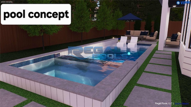 1038 W 31st St, Houston, TX 77018 - view of swimming pool with outdoor lounge area, an in-ground hot tub, and a patio area