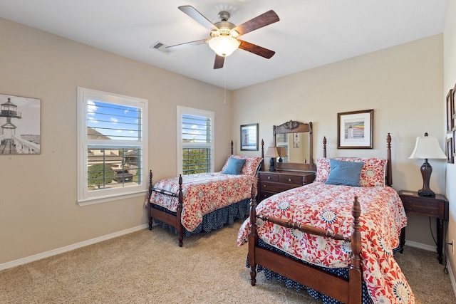 5131 Rowley Falls Ln, Sugar Land, TX 77479 - bedroom featuring carpet flooring, baseboards, and a ceiling fan