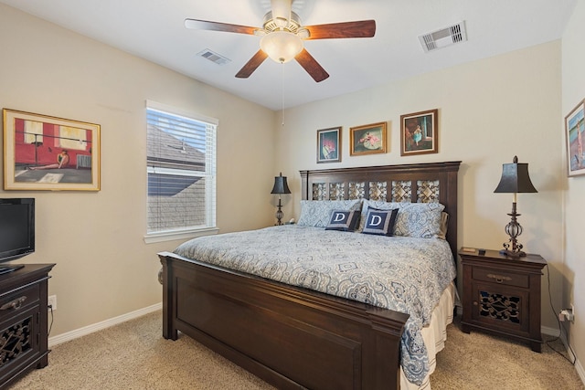 5131 Rowley Falls Ln, Sugar Land, TX 77479 - bedroom with light colored carpet, baseboards, and a ceiling fan
