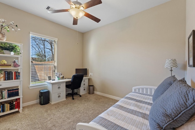 5131 Rowley Falls Ln, Sugar Land, TX 77479 - home office with plenty of natural light, carpet, a ceiling fan, and baseboards