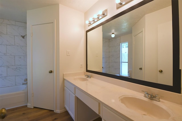 18811 Pine Trace Ct, Humble, TX 77346 - full bath with double vanity and wood finished floors