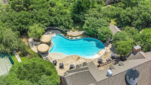 1223 Eversham Way, Kingwood, TX 77339 - drone / aerial view of a pool area
