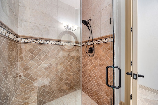 1223 Eversham Way, Kingwood, TX 77339 - full bathroom featuring a stall shower and baseboards