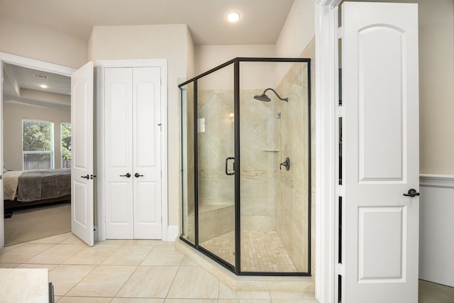 4302 Meyerwood Dr, Houston, TX 77096 - ensuite bathroom featuring a shower stall and tile patterned flooring