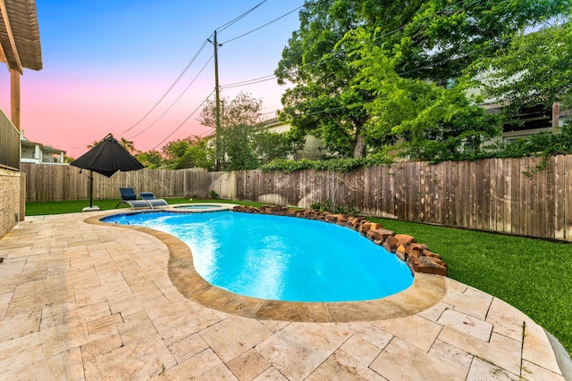4302 Meyerwood Dr, Houston, TX 77096 - view of pool featuring a patio, a fenced backyard, and a pool with connected hot tub