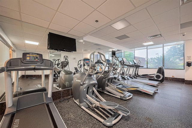 3525 Sage Rd Unit 1004, Houston, TX 77056 - exercise room with a paneled ceiling