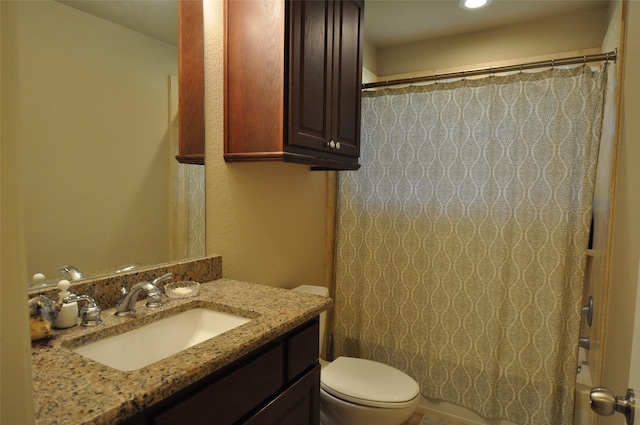 40029 Mill Creek Rd, Magnolia, TX 77354 - full bath with toilet, vanity, recessed lighting, and shower / bath combo