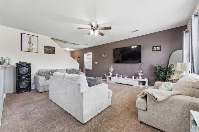 2415 Fallen Pine Ln, Houston, TX 77088 - carpeted living area with a ceiling fan