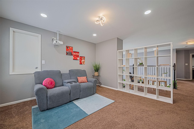 5615 Gemstone Park Rd, Richmond, TX 77407 - carpeted living room with baseboards and recessed lighting
