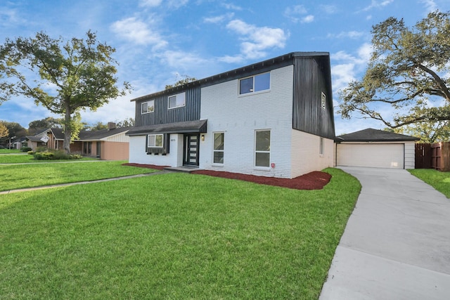 6035 Cartagena St, Houston, TX 77035 - view of front of house featuring brick siding, a front yard, and driveway