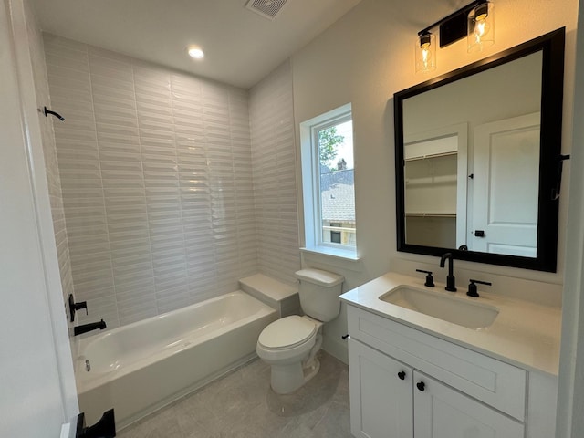 1631 Beall St, Houston, TX 77008 - full bathroom with shower / tub combination, vanity, toilet, and tile patterned floors