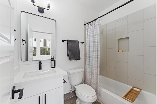 8303 Springwood Creek Ln, Houston, TX 77055 - bathroom featuring shower / bathtub combination with curtain and vanity