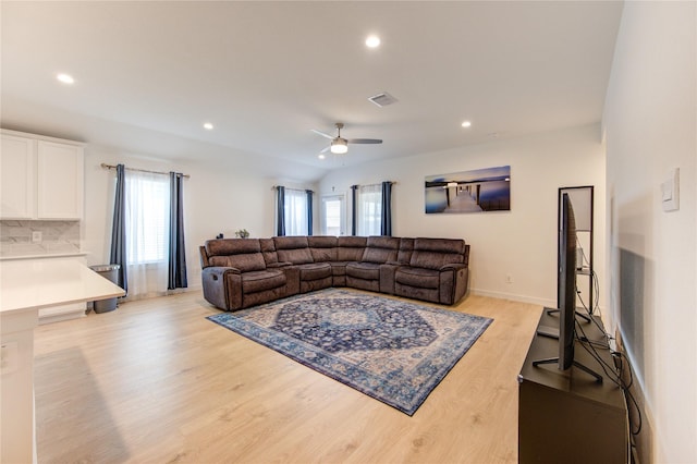 31814 Hallington Hill Ln, Fulshear, TX 77441 - living area with plenty of natural light, ceiling fan, light wood-style flooring, recessed lighting, and baseboards