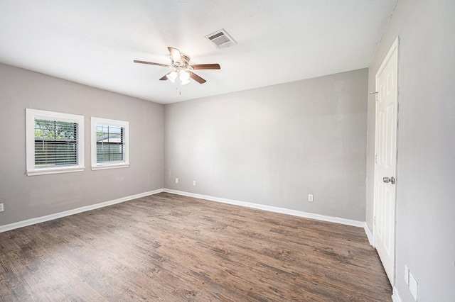 16243 Knollridge Ct, Houston, TX 77053 - empty room with ceiling fan, wood finished floors, and baseboards