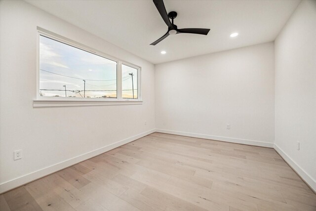 709 Moody St, Houston, TX 77009 - unfurnished room with light wood-type flooring, recessed lighting, a ceiling fan, and baseboards