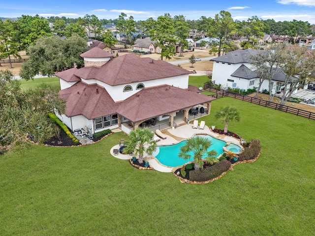 14 Royal King Rd, Tomball, TX 77377 - aerial perspective of suburban area with a pool area