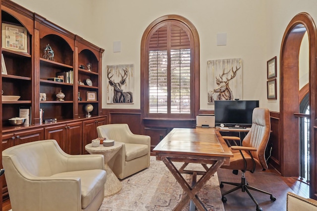 14 Royal King Rd, Tomball, TX 77377 - home office with a wainscoted wall and a decorative wall