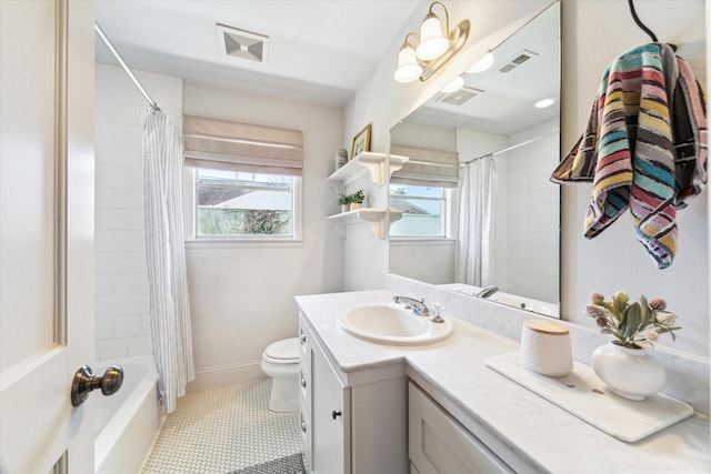 2023 Du Barry Ln, Houston, TX 77018 - bathroom with vanity, toilet, and shower / bath combo with shower curtain